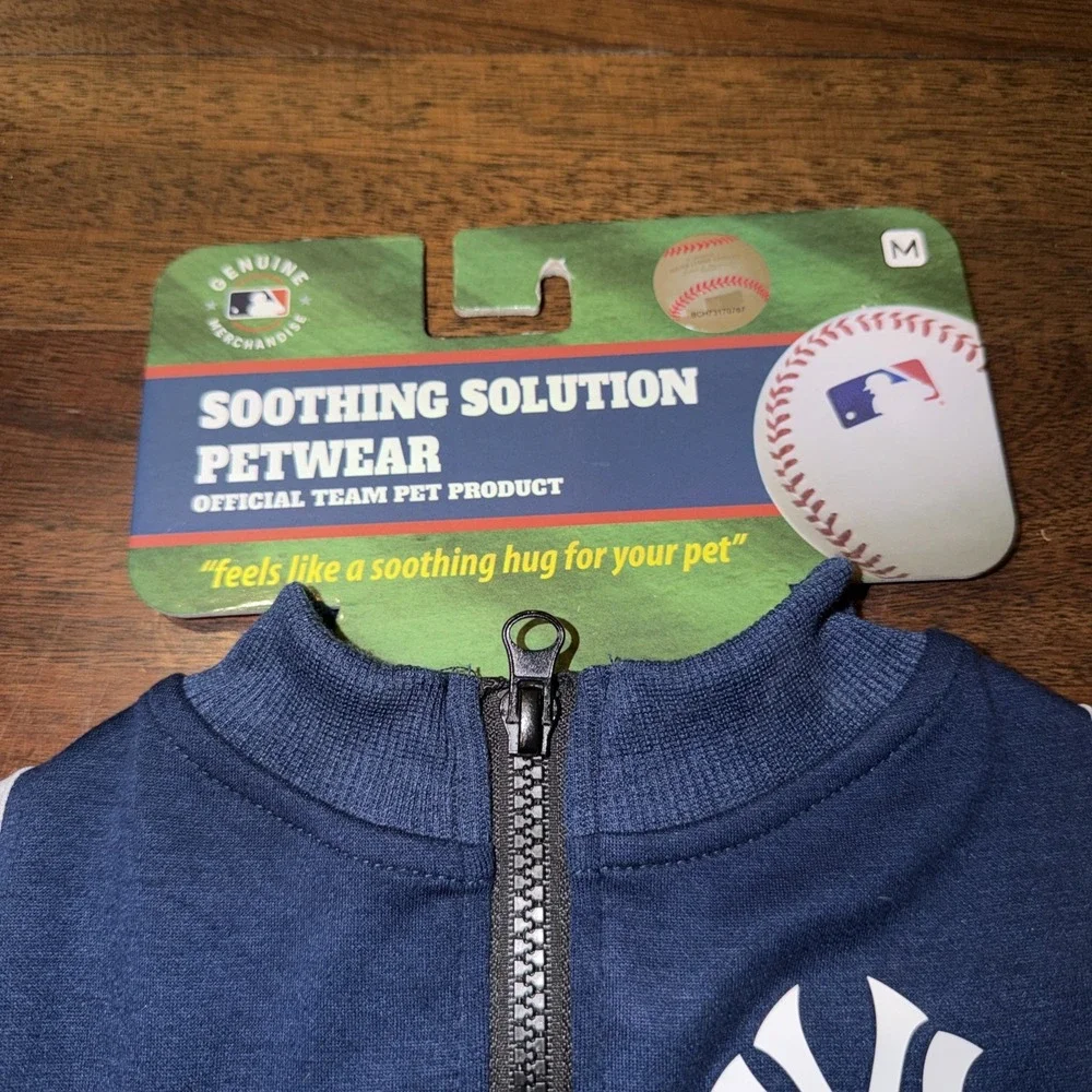 New York Yankees Petwear Soothing Solution Sz M Navy Tummy Band Zip Official